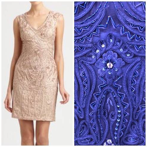 Sue Wong  Natural Soutache Embroidery Dress