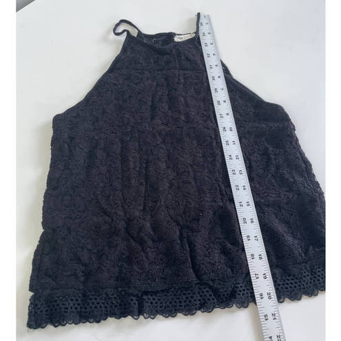 Chloe and katie  Tank Top Womens Medium Solid Black Lace Halter Eyelet Poly Rayon