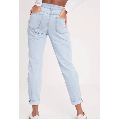 Pretty Little Thing  Kendall Light Wash Super Distressed Mom Jeans