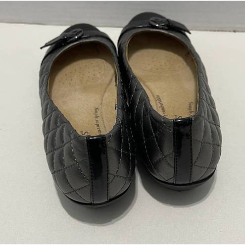 Buckle Black Softspots Quilted Leather Round Toe Slip On Shoes Captoe  Gray 6.5