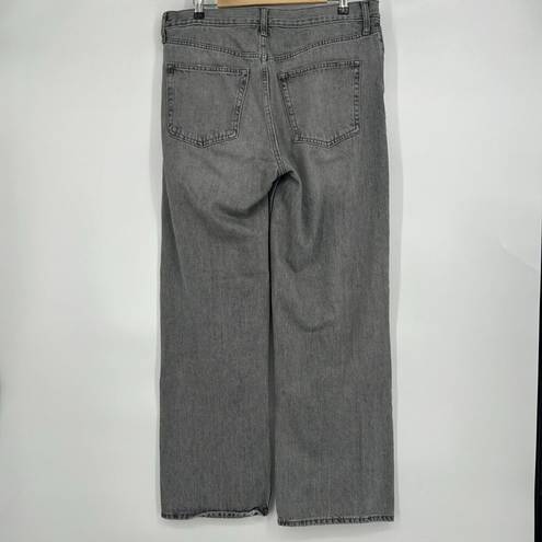 Gap  Low Stride Wide Leg Jeans Baggy Gray Wash Ripped Mid Rise Size 12 / 31L Long