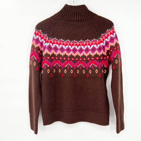 Lou & grey NEW  Fair Isle Turtleneck Sweater XS Brown