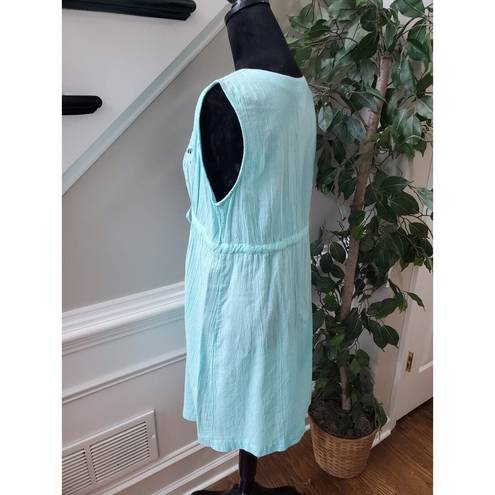 Beach Club Palisades  Womens Blue Drawstring Sleeveless Knee Length Dress Large