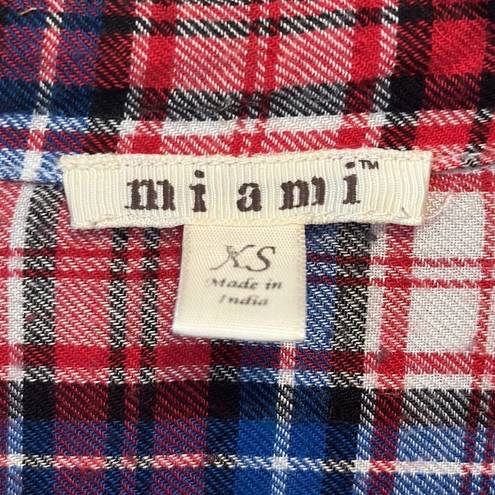 Miami  Red, White & Blue Plaid Flannel—Size XS