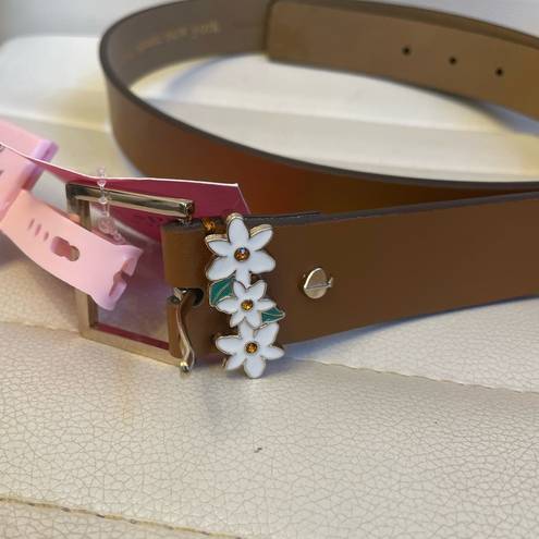 Kate Spade  32 mm Daisy Loop Belt Brown Leather NEW