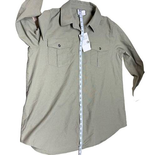 Tuckernuck  New Olive Steele Button Down Long Sleeve Boyfriend Shirt Top Size XL