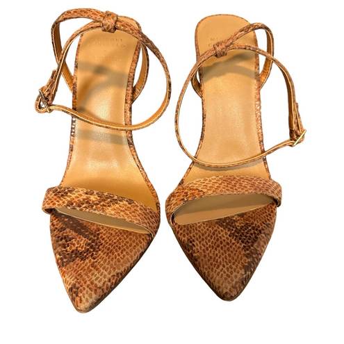 Michael Costello  Tan Snake Ankle Strap Sandal SIZE 7 Rhea Heel Python Stiletto