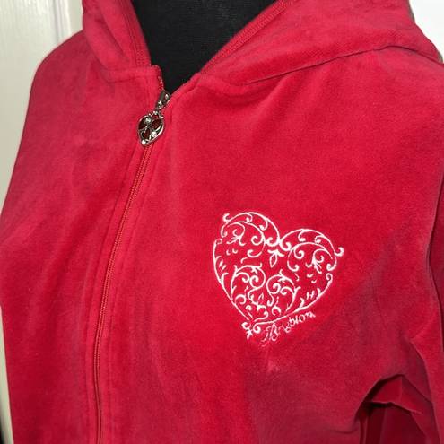 Brighton  RED VELVET VELOUR ZIP UP HOODIE