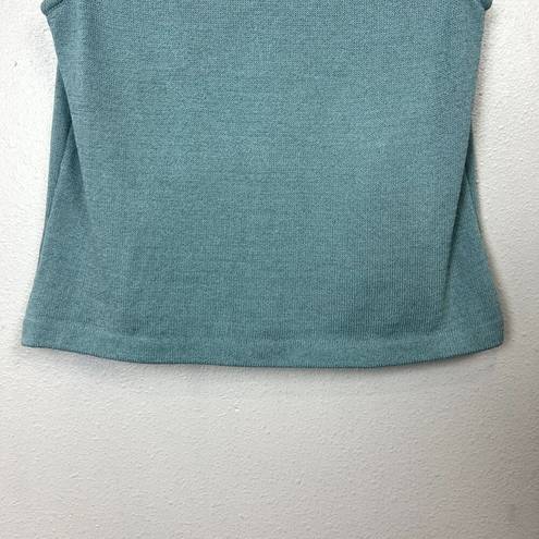 St. John  Santana Knit Sleeveless Tank Top  Size S Teal Scoop Neck Shell USA