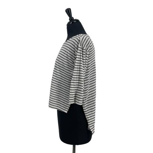 BCBGeneration  Speckled Striped Oversized High Low Side Slit 3/4 Sleeve T-Shirt