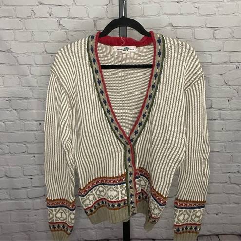 Boston Traders Vintage  Limited Hand Knit Beige 90s Cardigan Sweater