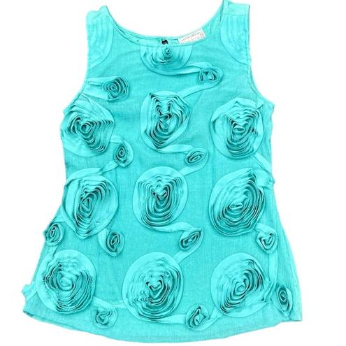 Yoana Baraschi Baraschi Teal Floral Embellished Top - M