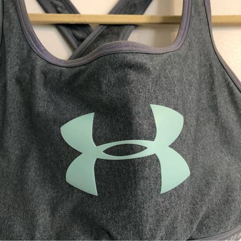 Under Armour sports bra plus size 2X gray purple metallic aqua logo athletic