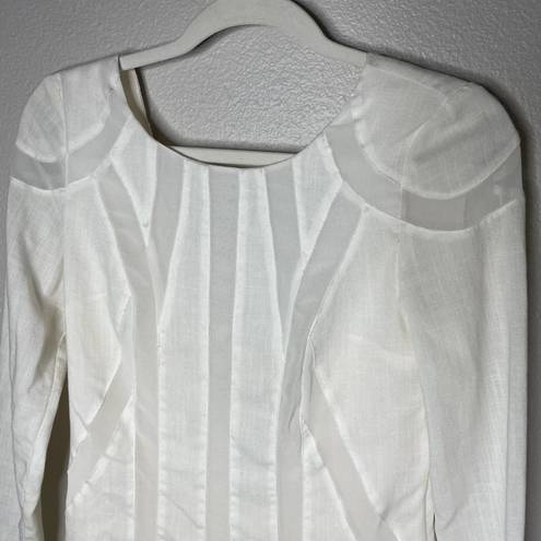 Finders Keepers  Turning Tables Long Sleeve Dress in White Size XS Sheer Paneled