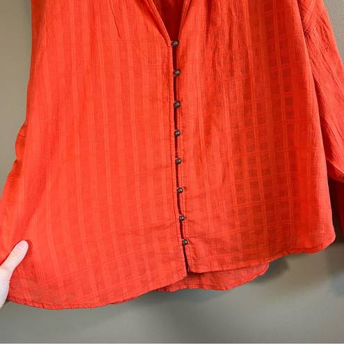 Pilcro  Anthropologie Orange Long Sleeve Button Down Top Large