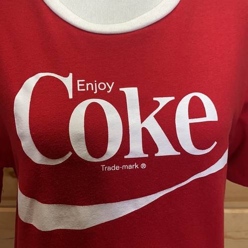 Coca-Cola  Enjoy Coke Red Unisex Checkered Sleeves T-Shirt Small