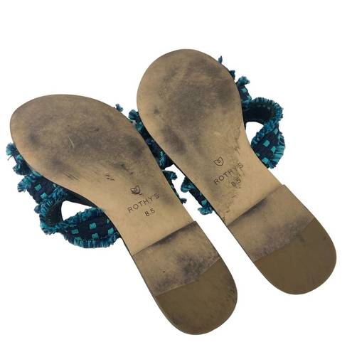 Rothy's Rothy’s Teal Blue Fringe Triple Band Sandals 8.5