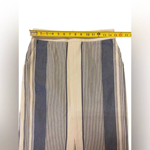 Lafayette 148  Adelina Striped Pencil Skirt Fringe Hem Midi Cotton Blend Size 4