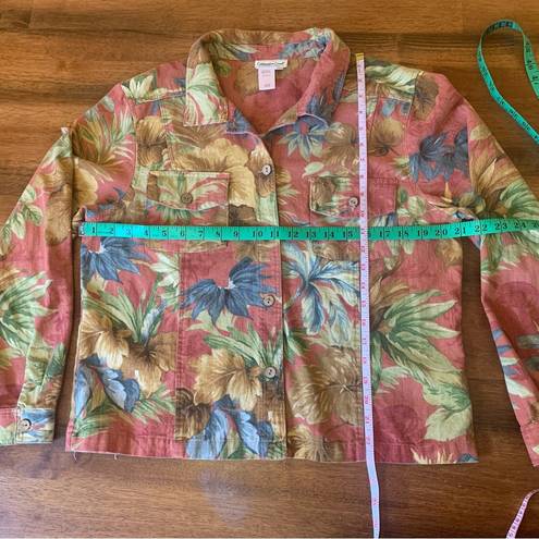 Coldwater Creek  lightweight fall floral denim jacket size large