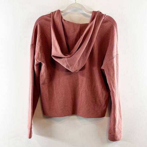 Vuori  Bayview Thermal Waffle Hoodie Pullover Sweatshirt Rosewood Pink XS