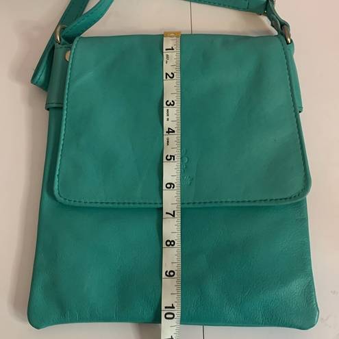 Vera Pelle  TEAL COLOR ITALIAN LEATHER CROSSBODY WITH ADJUSTABLE STRAP