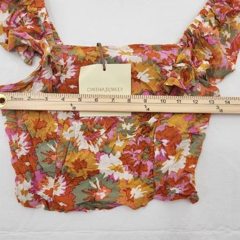 Cynthia Rowley  Square Neck Floral Crop Top, Womens Size Small