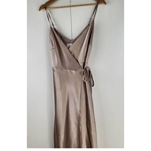 Birdy Grey  Cindy Satin Wrap Bridesmaid Maxi Dress | XS