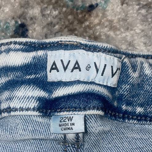 Ava & Viv -  stone wash denim frayed hem line size 22w nwt