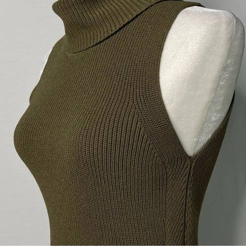 Highline  Collective Ribbed Knit Sleeveless Turtleneck (Olive Green) - XS