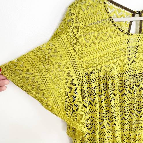 City Chic  Chartreuse Lace Overlay Mini Dress Size XXL / 24