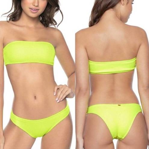 PilyQ NEW REVOLVE X  Pineapple Reef Neon Yellow Cheeky Bikini Swim Bottoms S