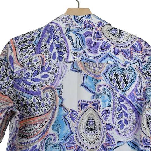 Chico's  Womens S No Iron Paisley Print Button Down