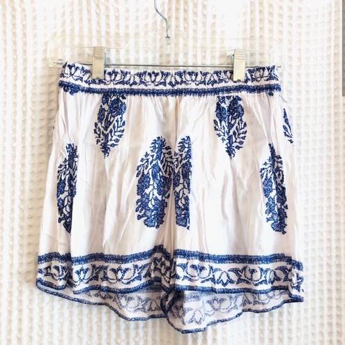 PacSun Blue and White Print Off the Shoulder Top Devi M