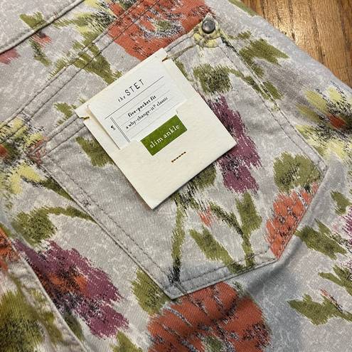 Pilcro  NWT Anthropologie Floral Ikat Stet Slim Pants Jeans Size 31