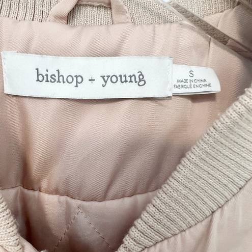 Bishop and Young  Satin Bomber Jacket in Dusty Rose