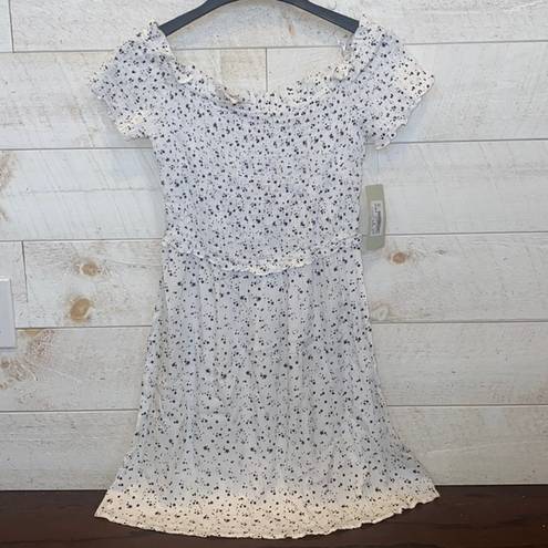 RD Style  Women’s White Off Shoulder Smocked Star Pattern Sun Dress Size S NEW