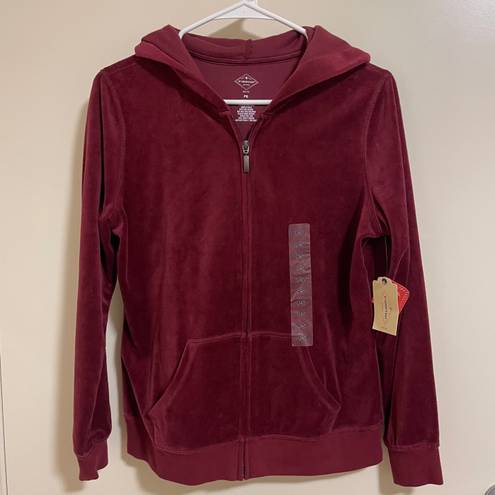 St. John’s Bay Active Women’s Burgundy Velour Track Jacket Petite (Brand New)