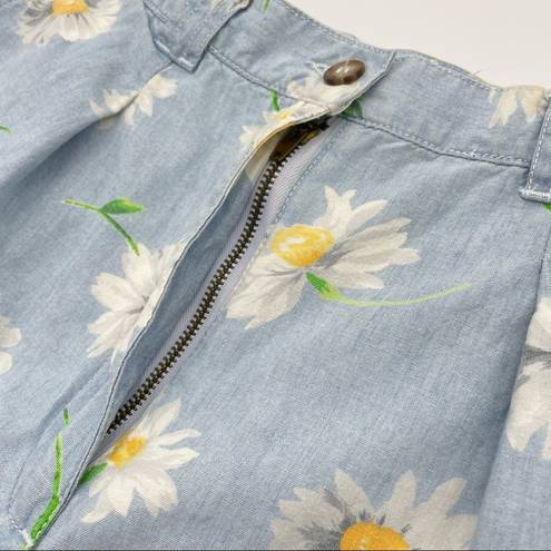 Daisy Vintage  Shorts‎ Summer Blue High Waisted Floral Flowers Cotton Petite