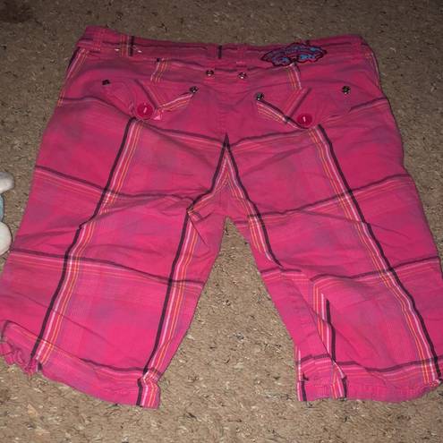 Pepe Jeans  Y2K Hot Pink Plaid Bermuda Shorts