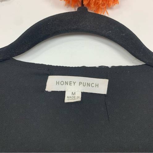 Honey Punch  Black Polka Dot Long Sleeve Crop Top Size Medium