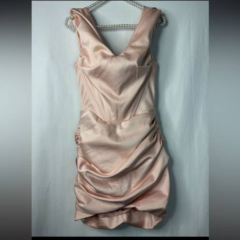 House Of CB  Coraline Blush Pink Corset Dress Size Medium Satin