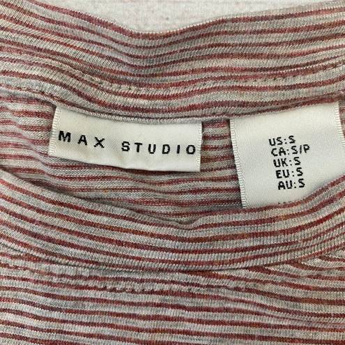 Max Studio Crewneck stripe crop short sleeve top sz S women