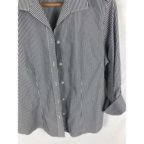 Chico's  No Iron Stripe button Down Shirt Size 1 / Medium