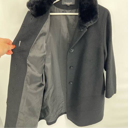 Jones New York  Collection Angora Wool Fur Collar Coat Black 10