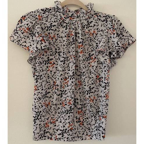 Roommates  Floral Petal Sleeve Cinched High Collar Blouse Top Women's Sz S