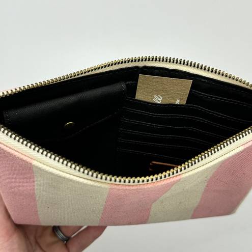 Madewell  The Canvas Pouch Clutch in Petal Pink Stripe NWT