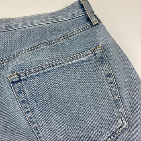 AGOLDE  Parker Angled Denim Jean Skirt Womens 30 Blue Distressed Frayed Edge