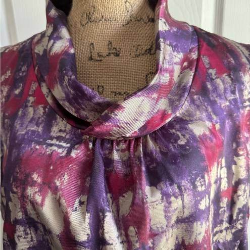 Coldwater Creek EUC  Abstract Sleeveless Blouse in Purple, Fuchsia, Tan.