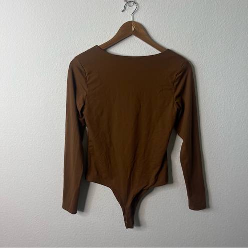 One Piece Nuuds Chocolate Brown Long Sleeve Bodysuit  Womens Size M