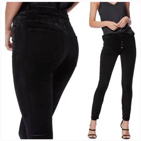 Paige  Hoxton Ankle Skinny Velvet High Waist Jeans Black Overdye Size 24 NEW